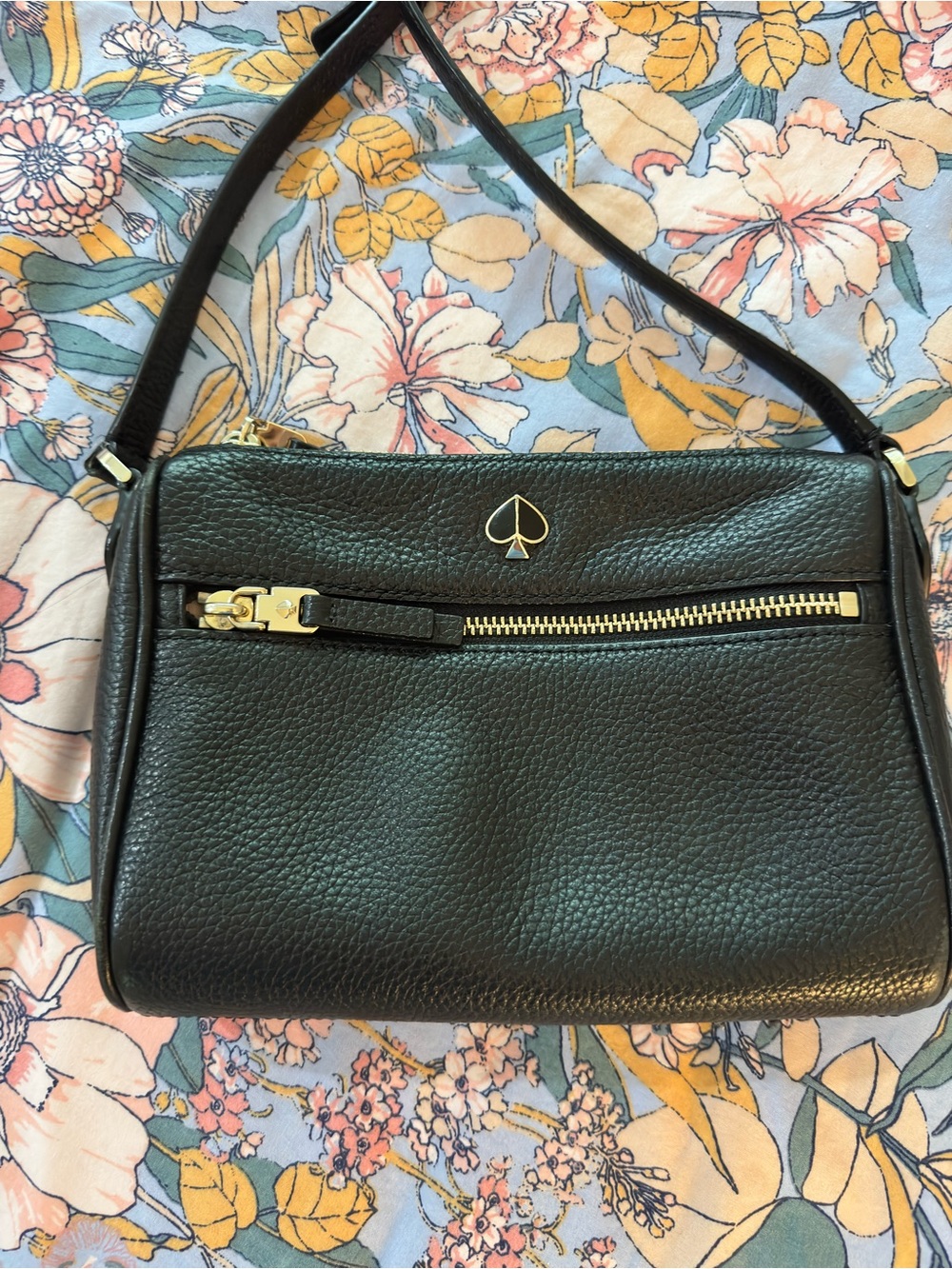 kate spade Black Pebbled Leather Gold-Accent Crossbody Bag - Picture 2 of 14